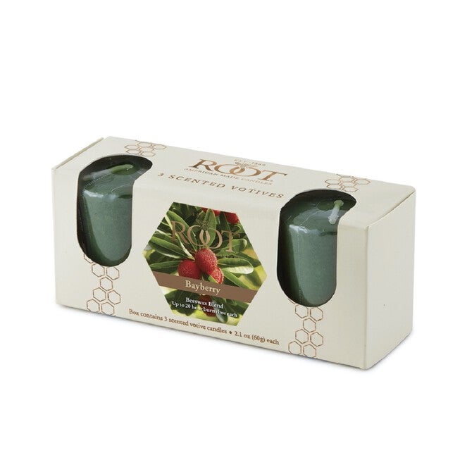 Bayberry Scented Votive Candle, Set 3, GREEN, hi-res image number null