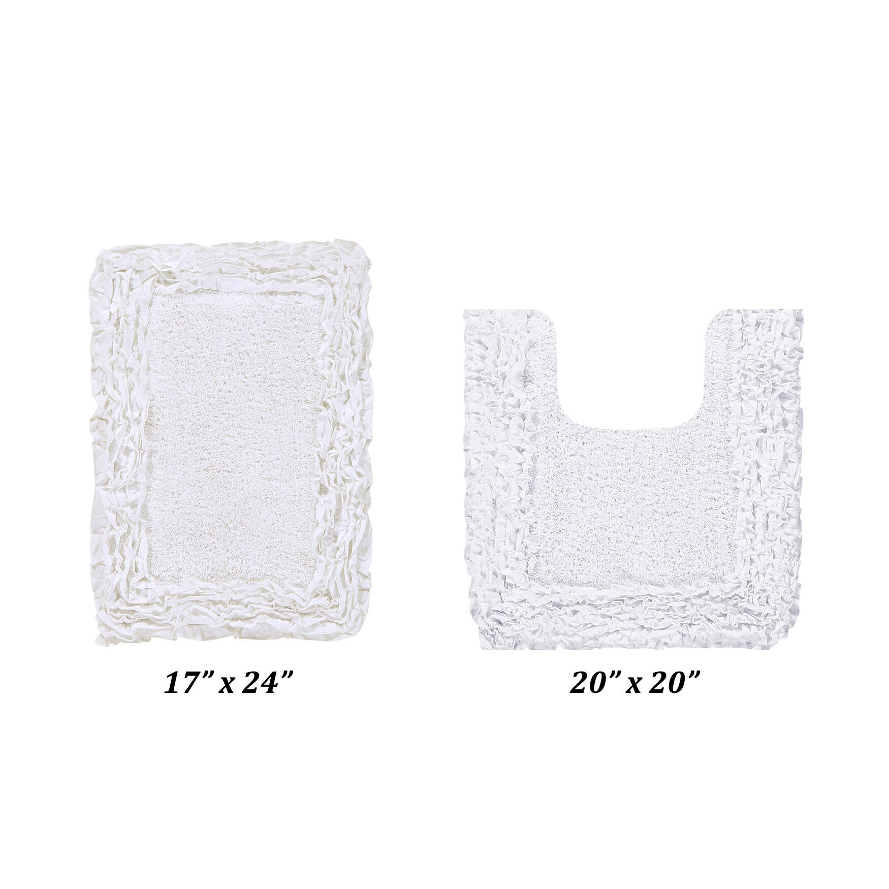 Shaggy Border Bath Rug Mat, 2 Pc Set (17 inches X 24 inches | 20 inches X 20 inches), WHITE, hi-res image number 0