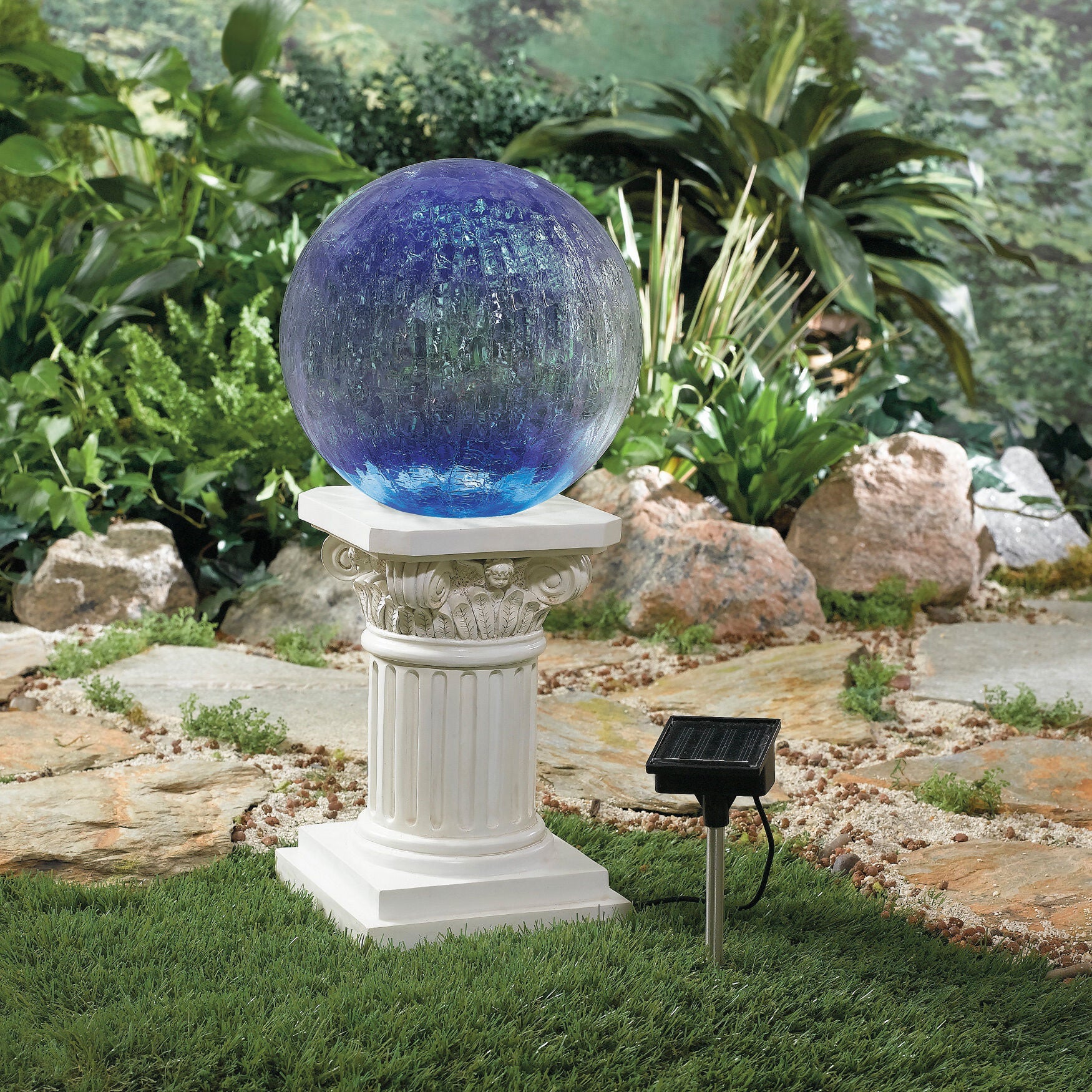 Color-Changing Crackle Glass Ball on Column, , alternate image number 3