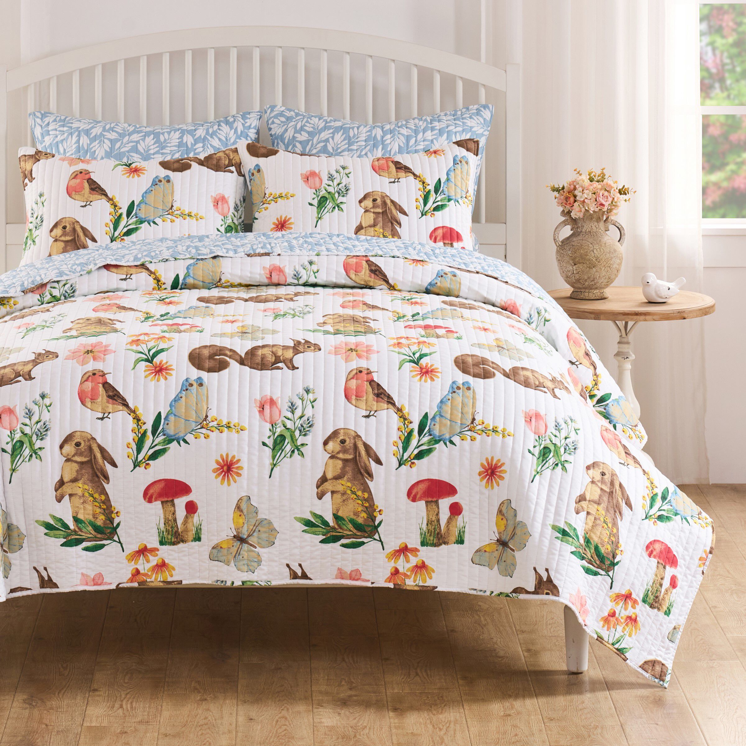 Willow Spring Forest Animals Reversible Quilt Set, WHITE, alternate image number 5