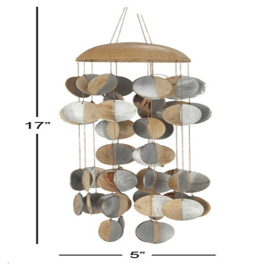 Silver Coconut Shell Coastal Wind Chime, , alternate image number null