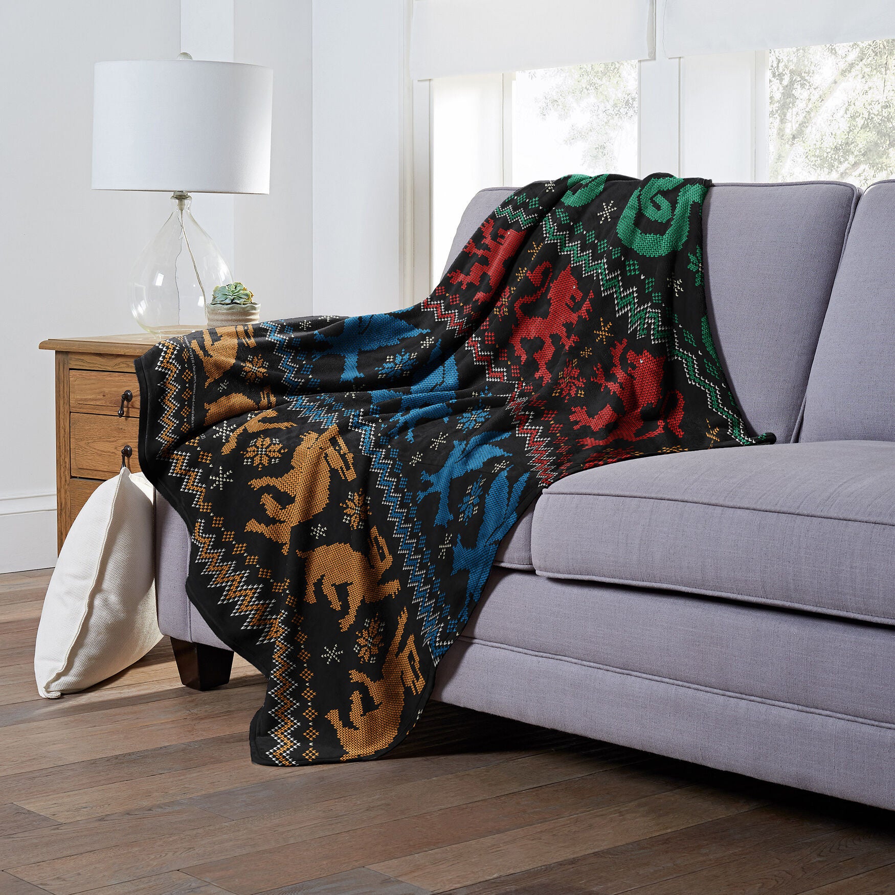 Wb Harry Potter Houses Sweater Silk Touch Throw, , alternate image number 3