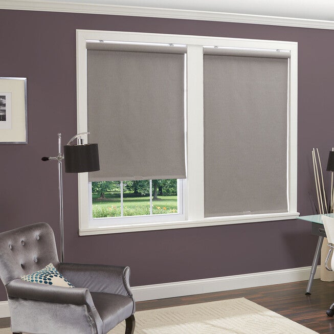 Cordless Linen Look Thermal Fabric Roller Shade, GRAY, hi-res image number null