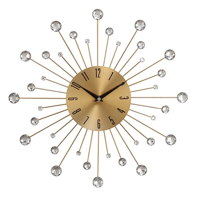 Gold Glam Metal Wall Clock, GOLD, hi-res image number 0