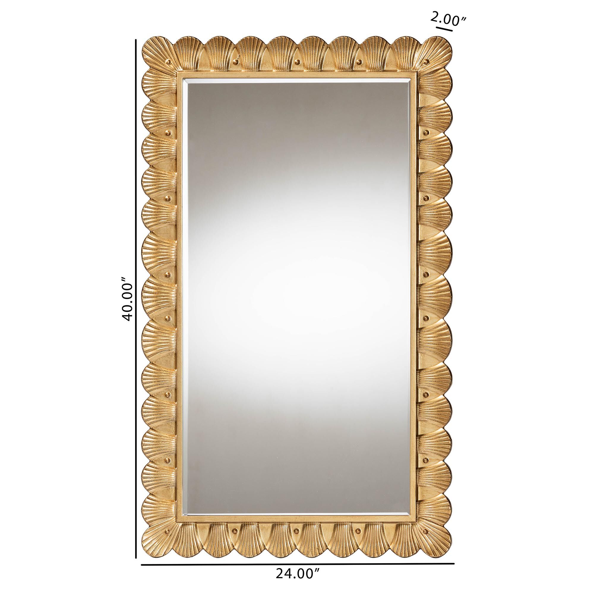 Vadim Antique Gold Wood Accent Mirror with Seashell Border, GOLDEN, alternate image number 5