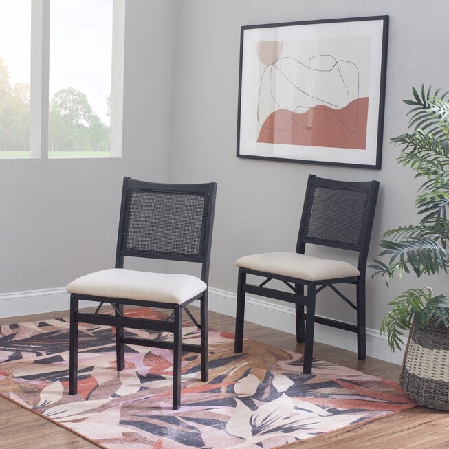 Beaux Cane Back Black Folding Chair Folding Dining Chairs, , on-hover image number null