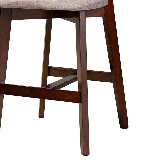 Dannell Mid-Century Modern Grey Fabric And Walnut Brown Finished Wood 2-Piece Counter Stool Set, , alternate image number 4