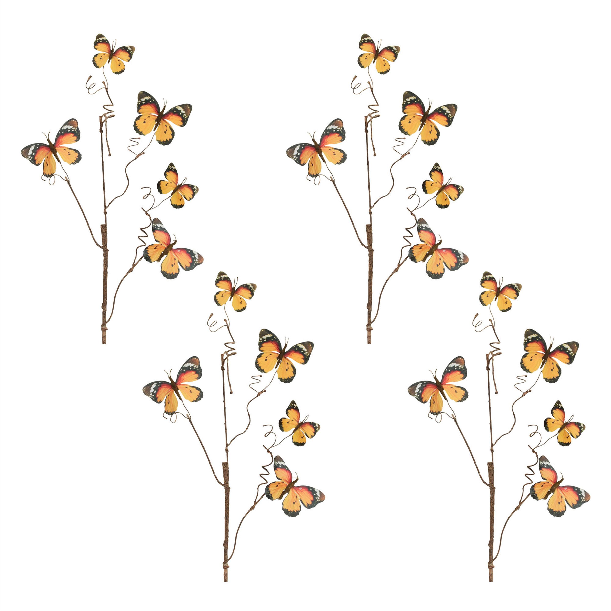 Butterfly Twig Spray Set of 4, ORANGE BLACK, alternate image number 2