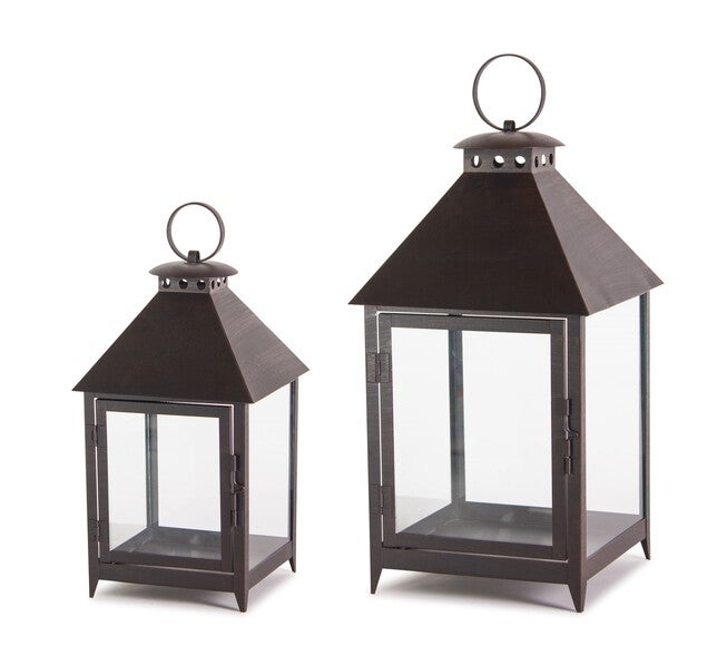 Lantern (Set of 2) 11.75 inchesH, 16 inchesH Iron, BLACK, hi-res image number 0