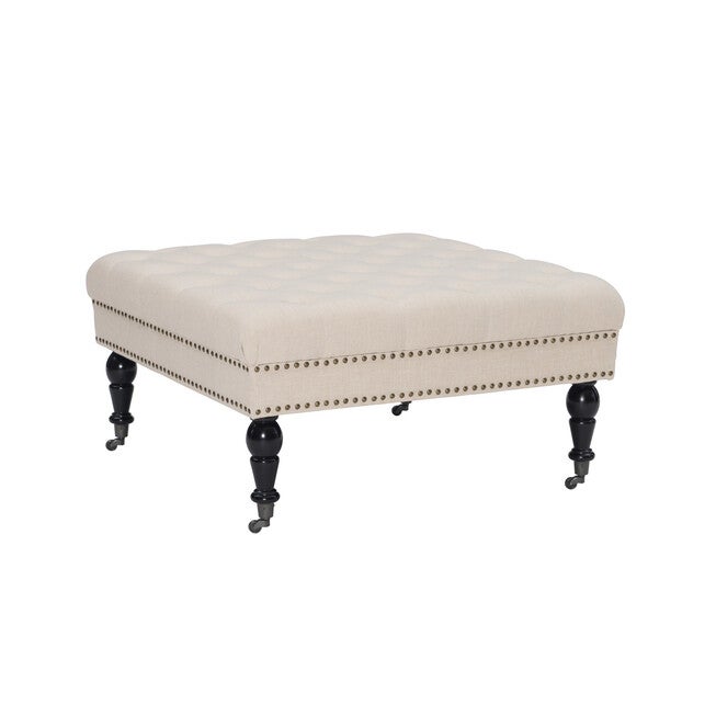 Isabelle Natural Square Tufted Ottoman, NATURAL, hi-res image number 0