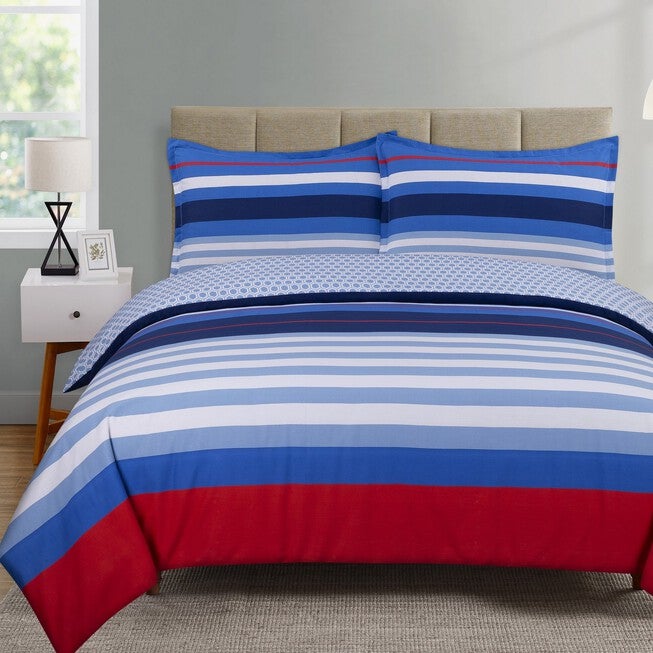 Harbor Stripe Duvet Cover Set, BLUE RED WHITE, hi-res image number 0