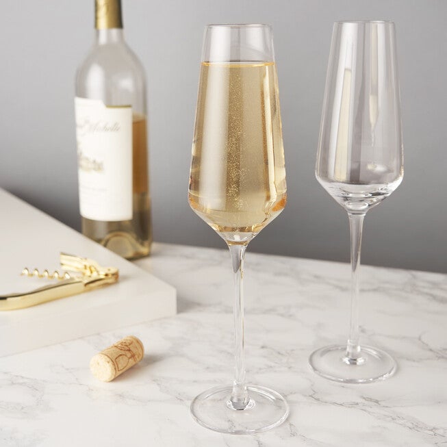 Angled Crystal Champagne Flutes, , on-hover image number null