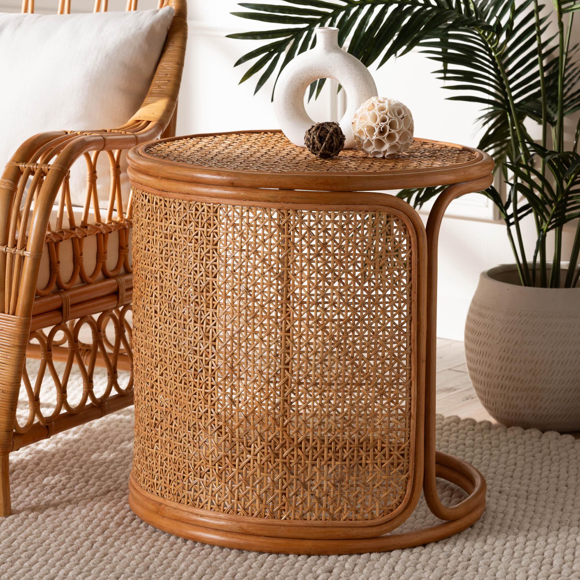 Eldon Bohemian Honey Rattan Large End Table, HONEY, alternate image number 6