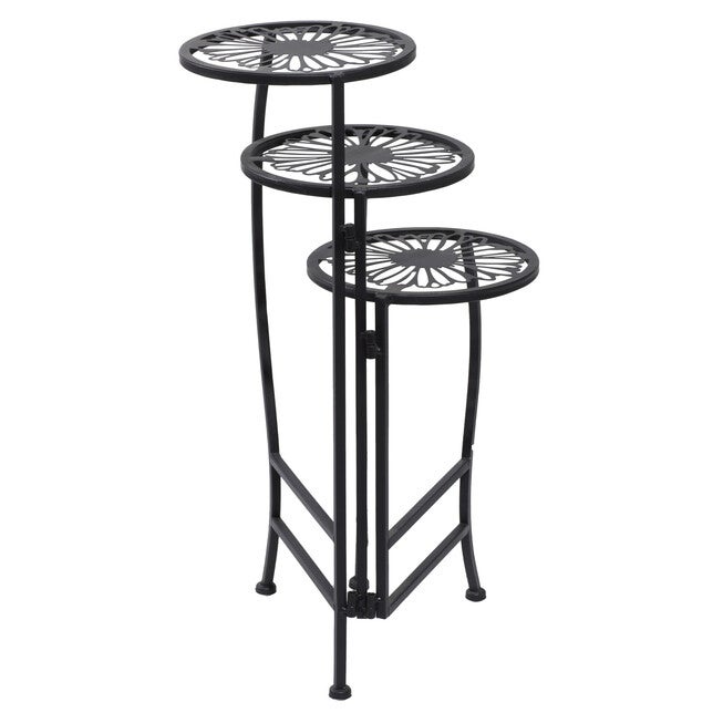 Set Of 3 Black Metal Traditional Plantstand, , alternate image number 4