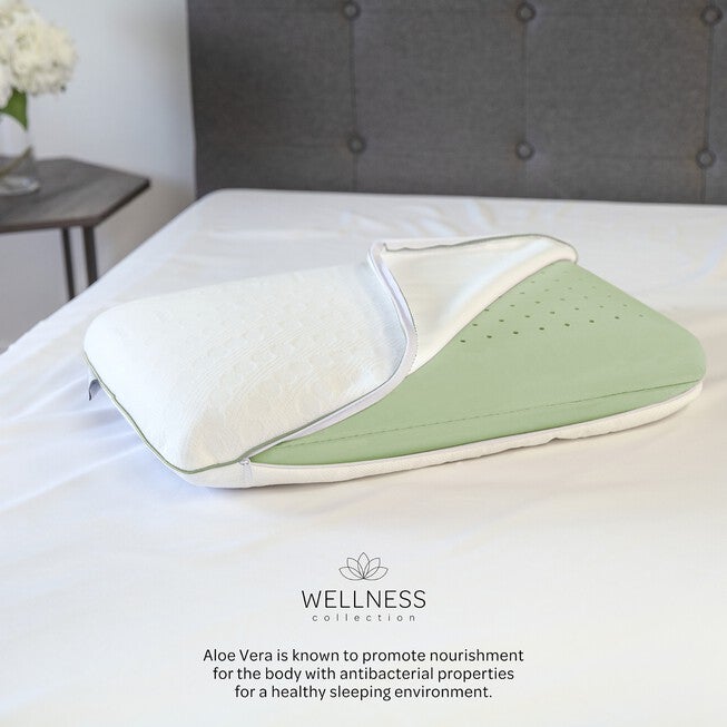 SensorPEDIC Calm - Aloe Vera Infused Memory Foam Pillow, WHITE, hi-res image number null