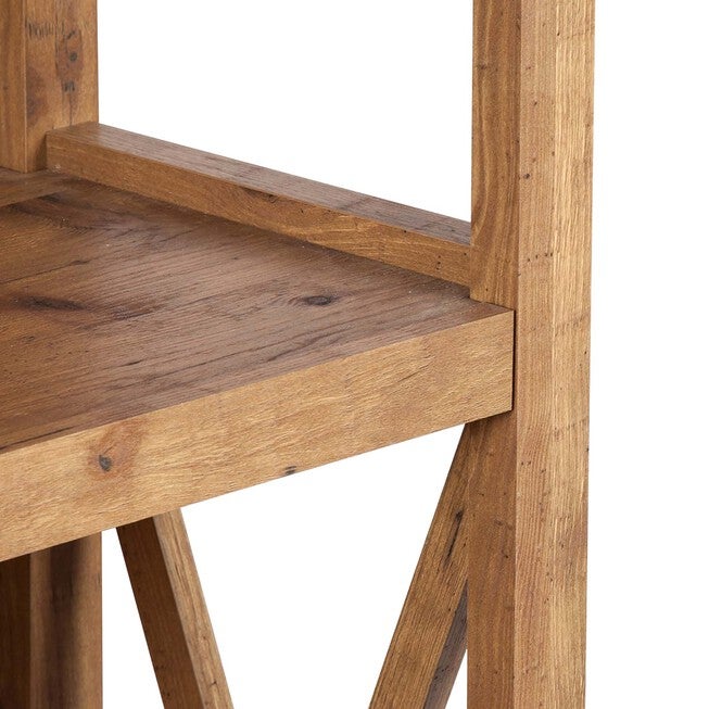 Close-up of Houston bookcase shelf edge and side frame