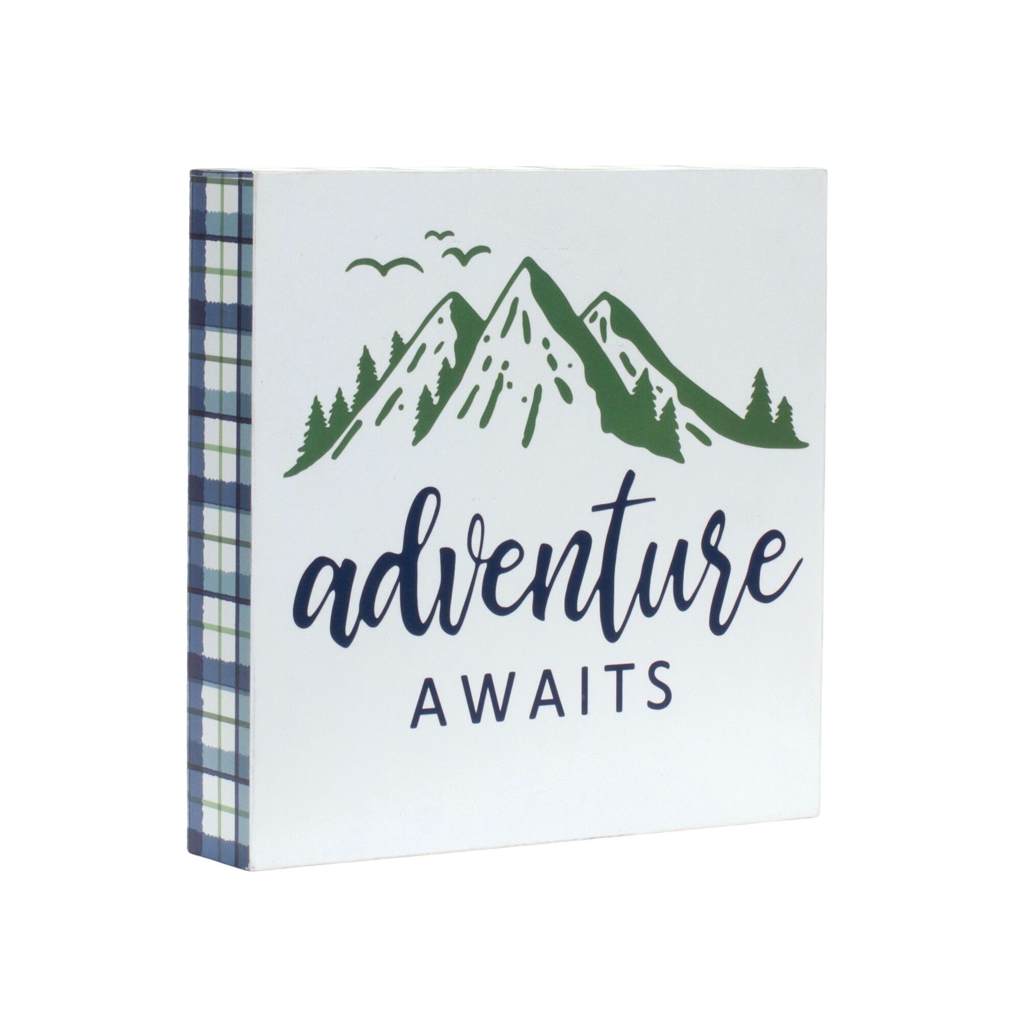 Wood Adventure Block Sentiment Sign (Set of 4), BLUE WHITE GREEN, alternate image number 2