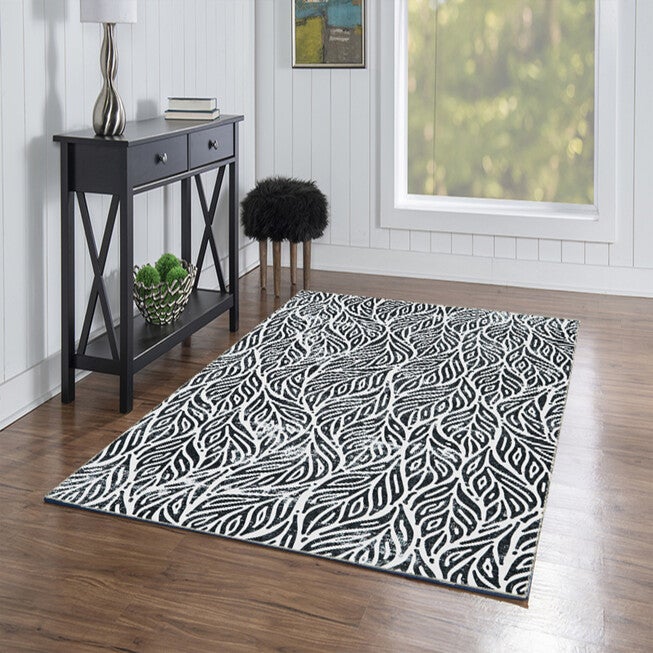 Washable Leona Ivory/Black Rug, , alternate image number null