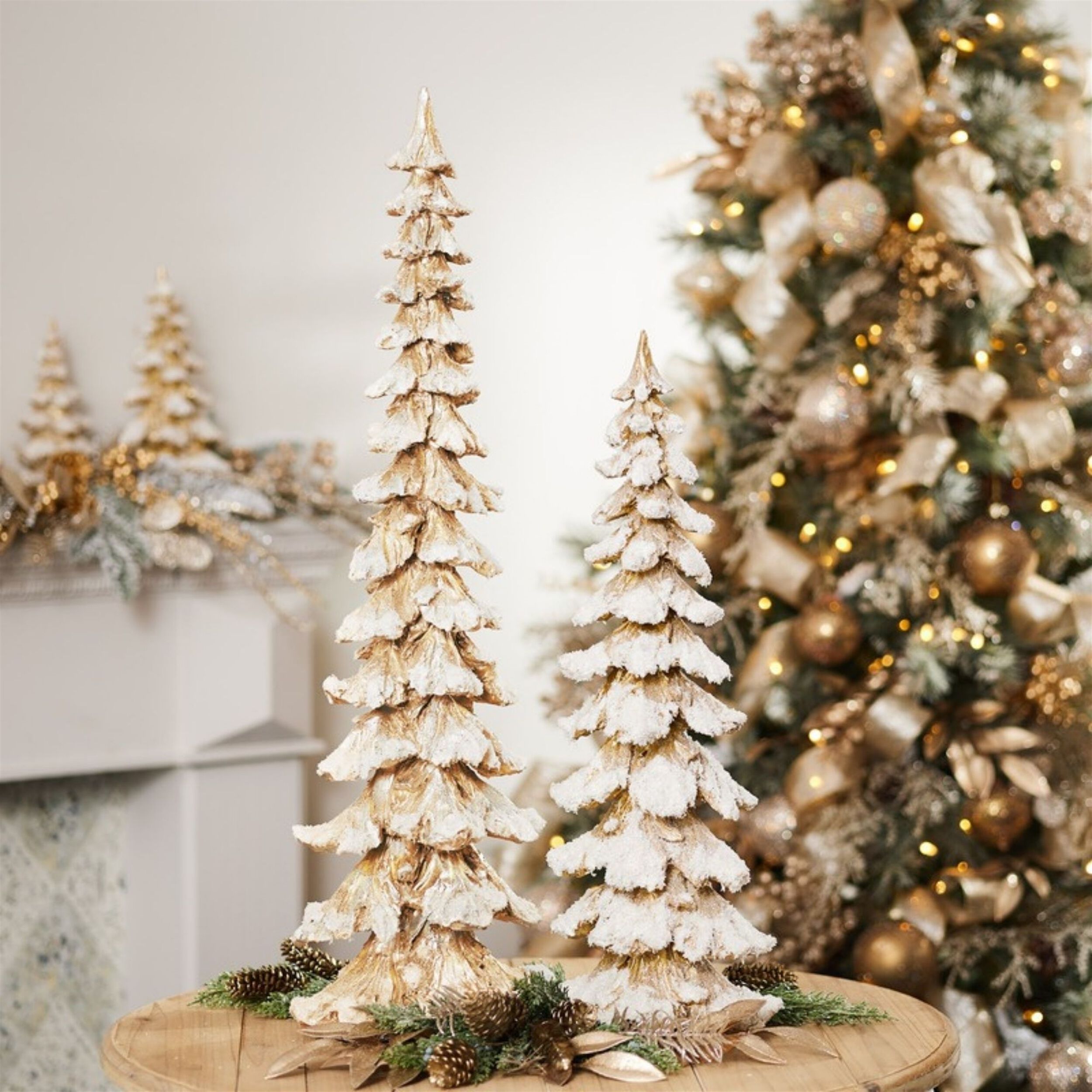 Gold Flocked Pine Tree 34.5 inchesH, GOLD WHITE, alternate image number 3