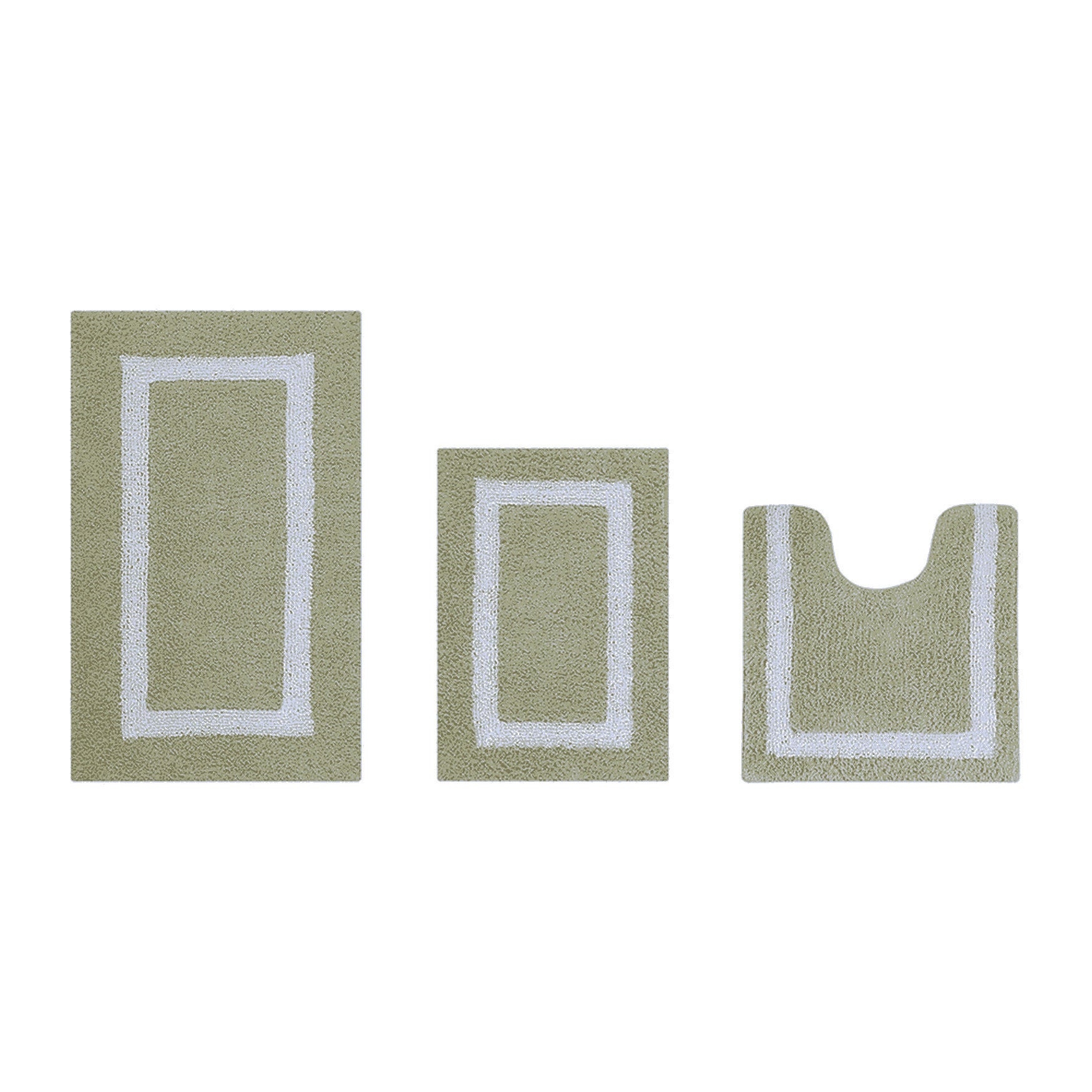 Hotel Collection 100% Cotton 3 Piece (17 inches X 24 inches | 20 inches X 20 inches | 21 inches X 34 inches) Bath Rug Set, SAGE WHITE, hi-res image number 0