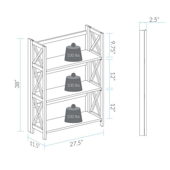 Montego 3-Shelf Folding Bookcase -Natural, , alternate image number 5