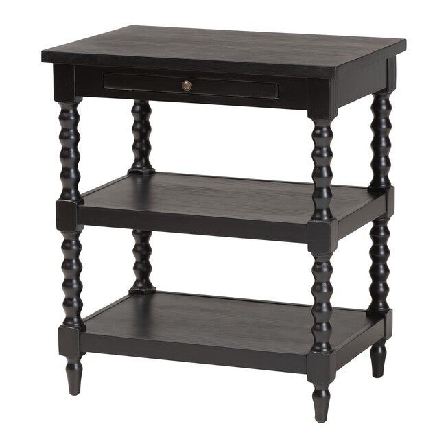 Imogene Retro-Modern Black Wood End Table, BLACK, hi-res image number 0