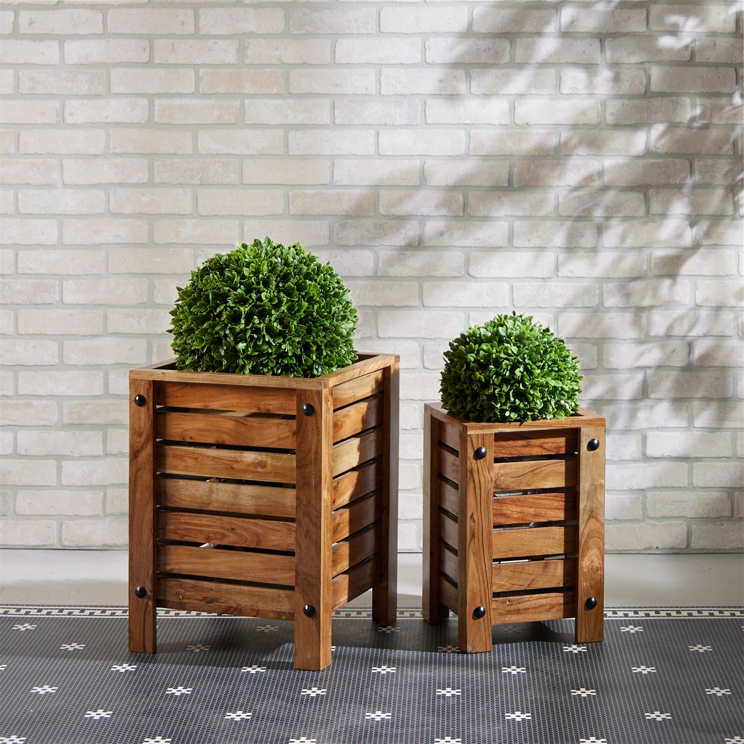 Boxwood Foliage Orb Set of 2, GREEN, alternate image number 1