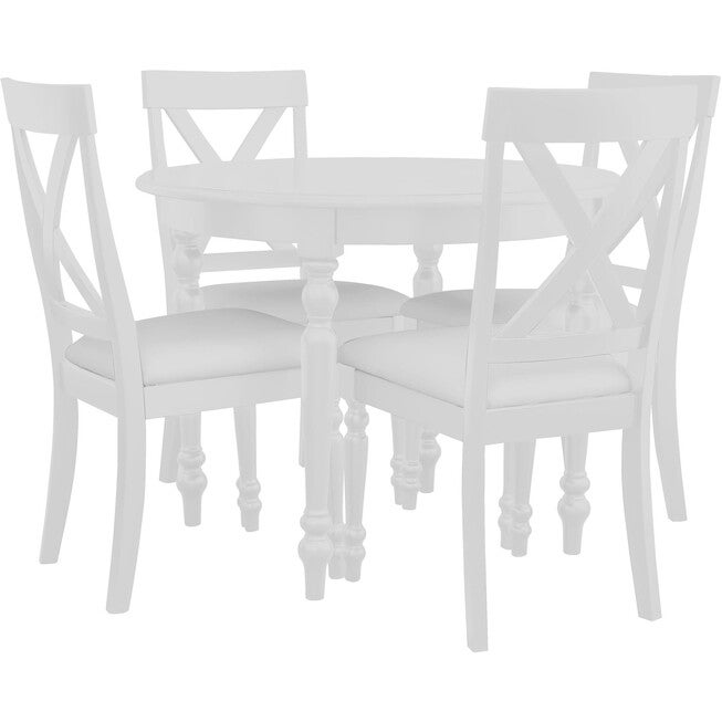 Philippe 5 Piece Dining Set, White, Round, WHITE, hi-res image number null