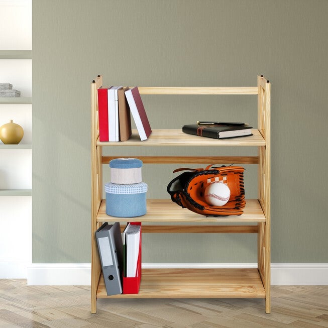 Montego 3-Shelf Folding Bookcase -Natural, , alternate image number 8