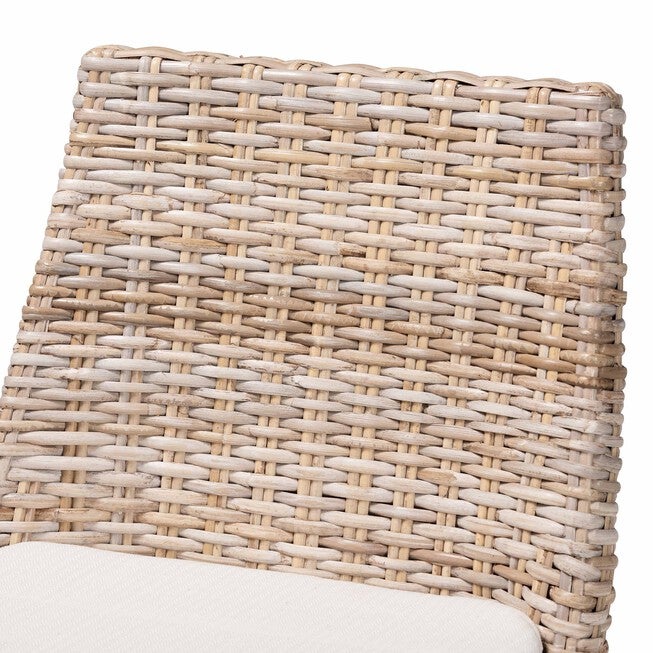 Toby Modern Bohemian Grey Kubu Rattan And Rustic Taupe Finished Mahogany Wood Counter Stool, , alternate image number 4