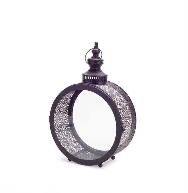 Lantern 17.5 inchesH Metal/Glass, BLACK/BROWN, hi-res image number null