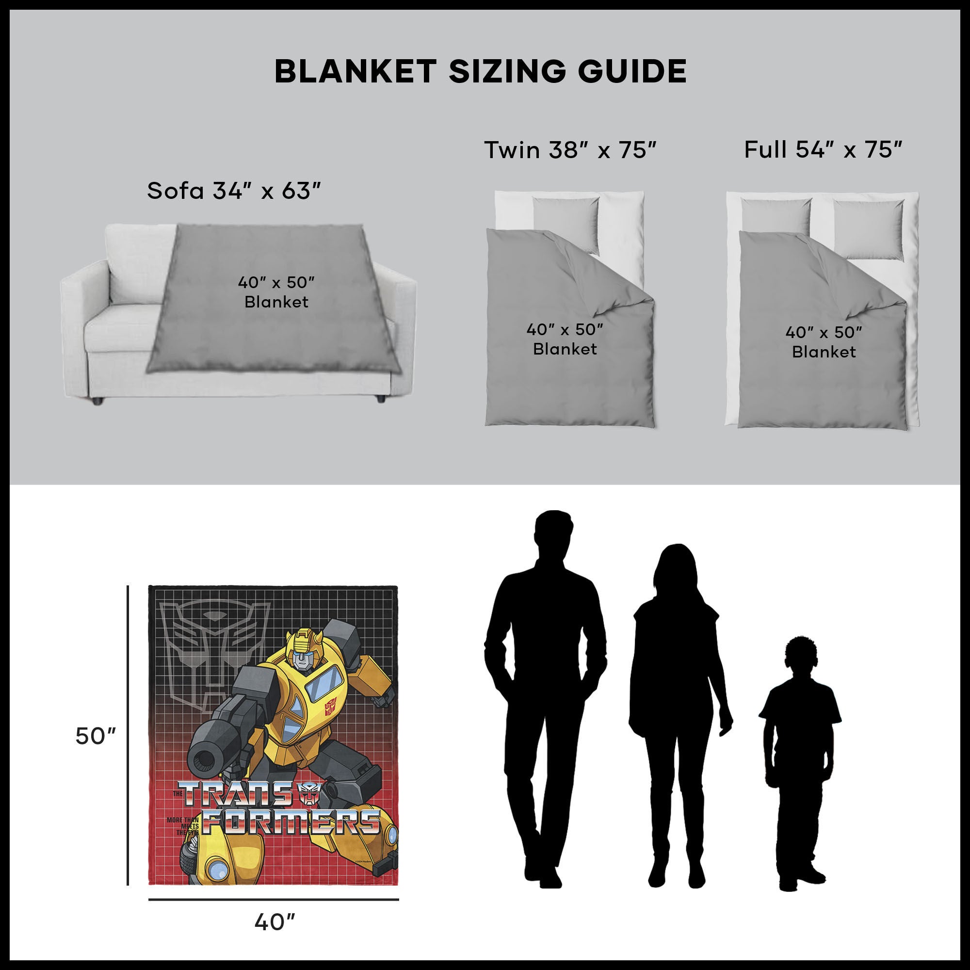 Hasbro Transformers G1 Grid Bumblebee Silk Touch Throw Blanket 40X50 Inches, RED, alternate image number 5