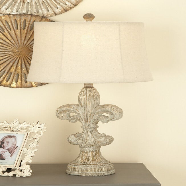 Set Of 2 White Polystone French Country Table Lamp, , alternate image number null