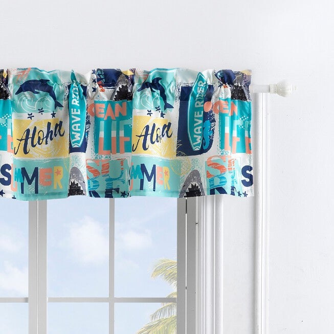 Wave Rider Window Valance, BLUE, hi-res image number null