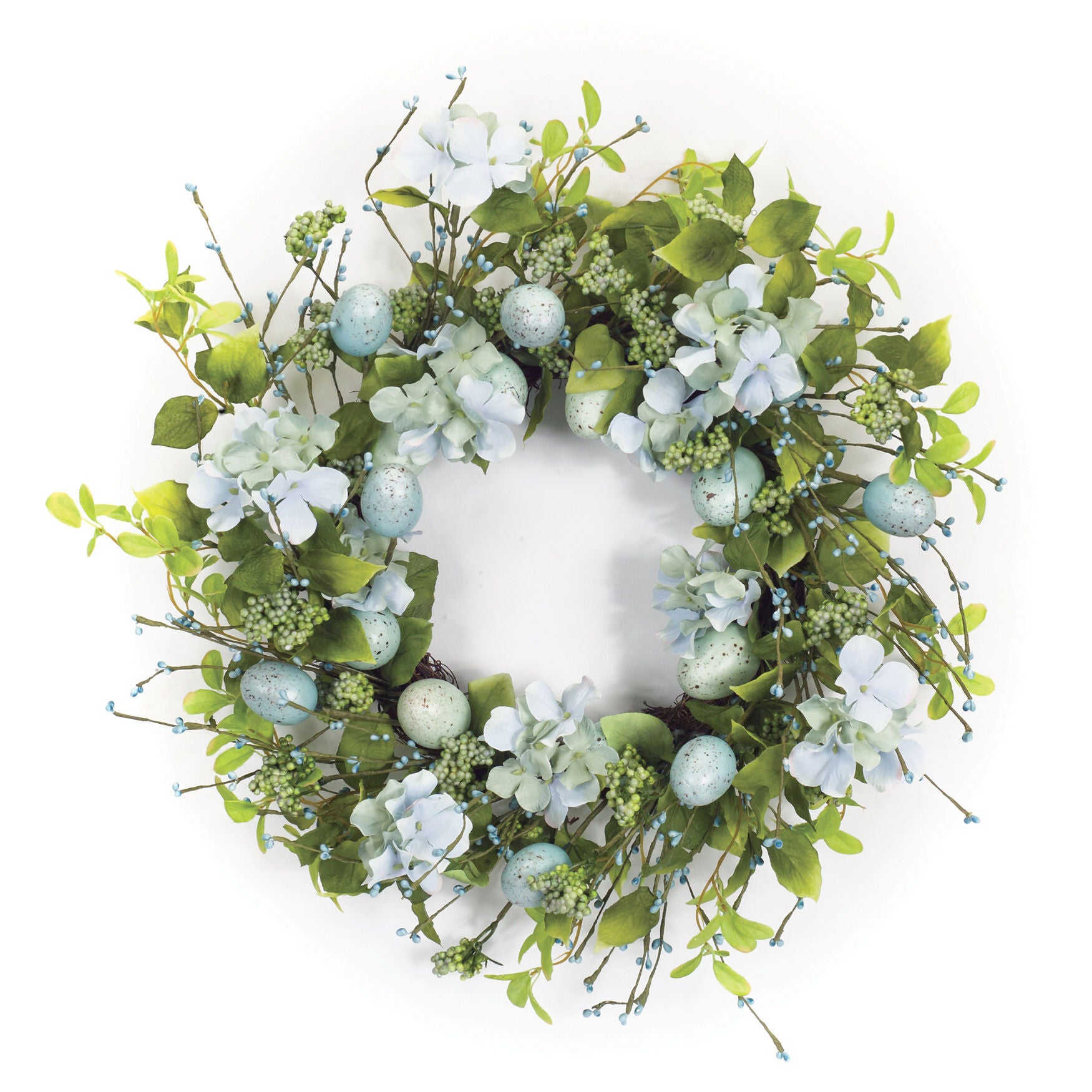 Spring Egg Floral Wreath 22 inchesD, BLUE, hi-res image number 0