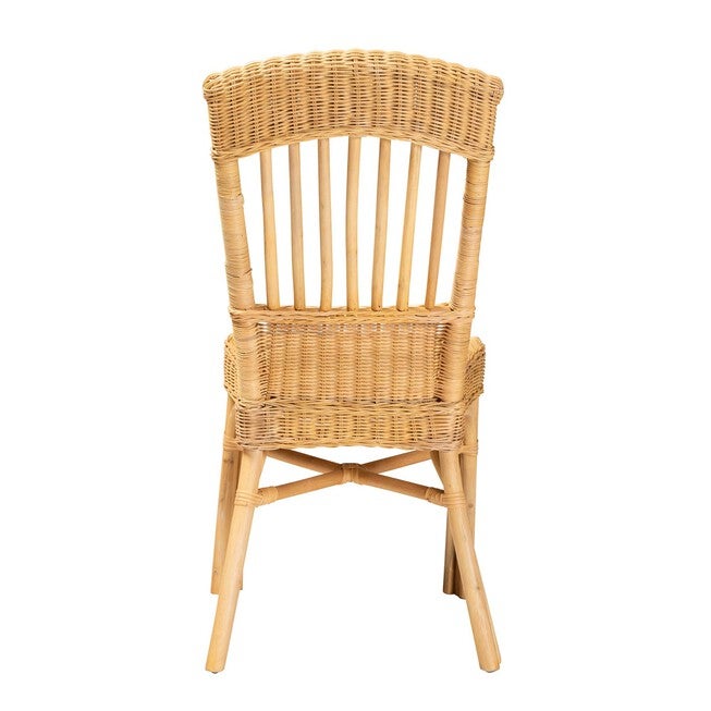 Barito Modern Bohemian Natural Brown Rattan Dining Chair, , alternate image number null