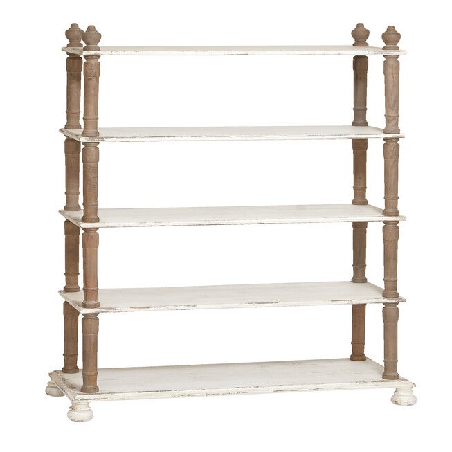 White Wood Farmhouse Shelving Unit, 75 inches x 37 inches x 14 inches, DARK BROWN, hi-res image number null