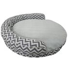 Chevron poly-cotton bolster with detachable faux fur cushion, Small Size, , alternate image number null