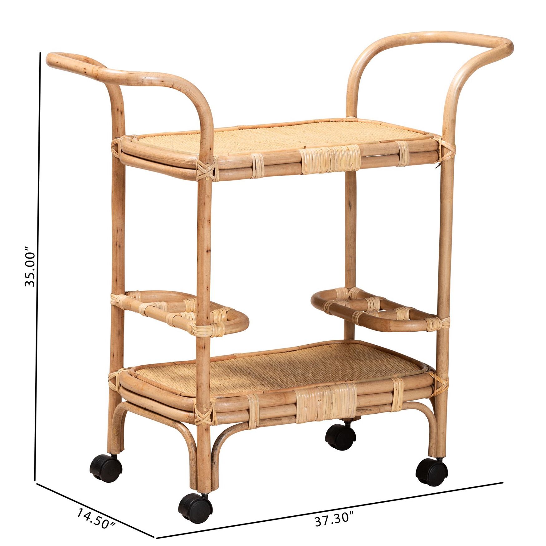 Hadia Modern Bohemian Natural Brown Rattan Wine Cart, , alternate image number 9
