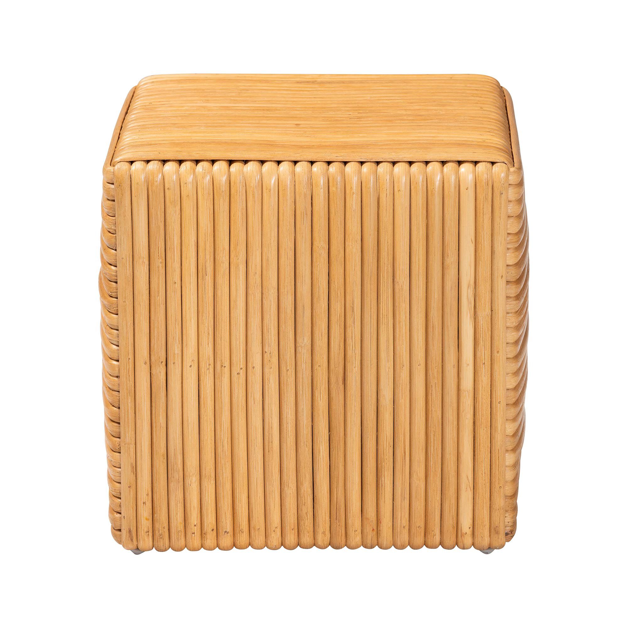 Karina Bohemian Light Honey Rattan Footstool, HONEY, alternate image number 2