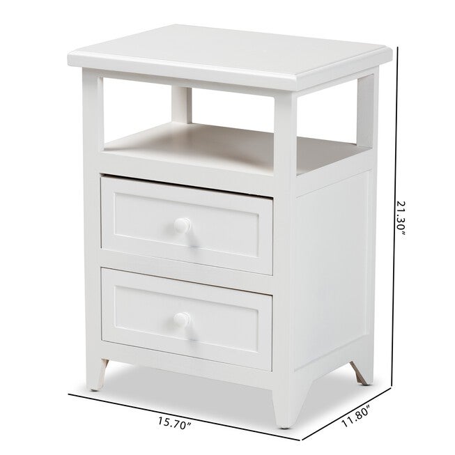 Karsen Modern And Contemporary White Finished Wood 2-Drawer Nightstand, , alternate image number 9