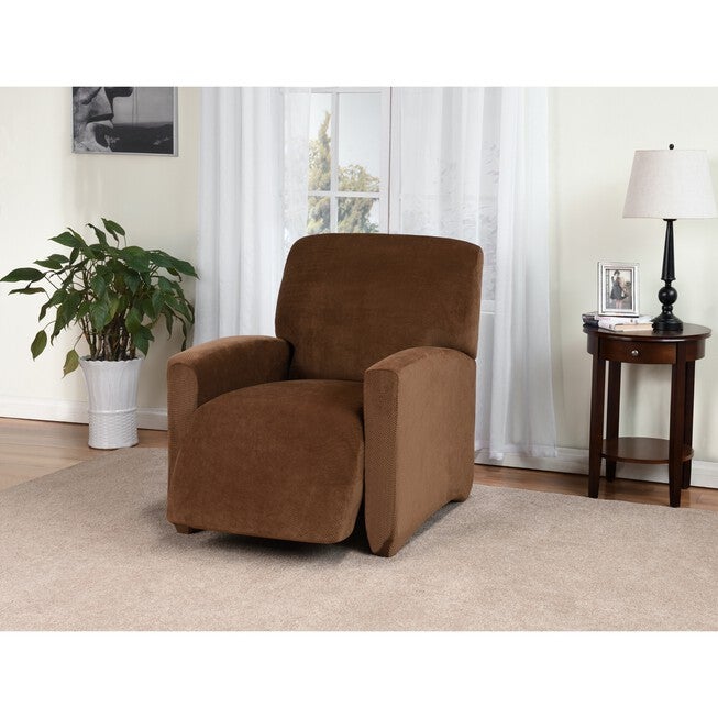 Kathy Ireland Knit Pique Large Recliner Slipcover Furniture Protector, CHESTNUT, hi-res image number null