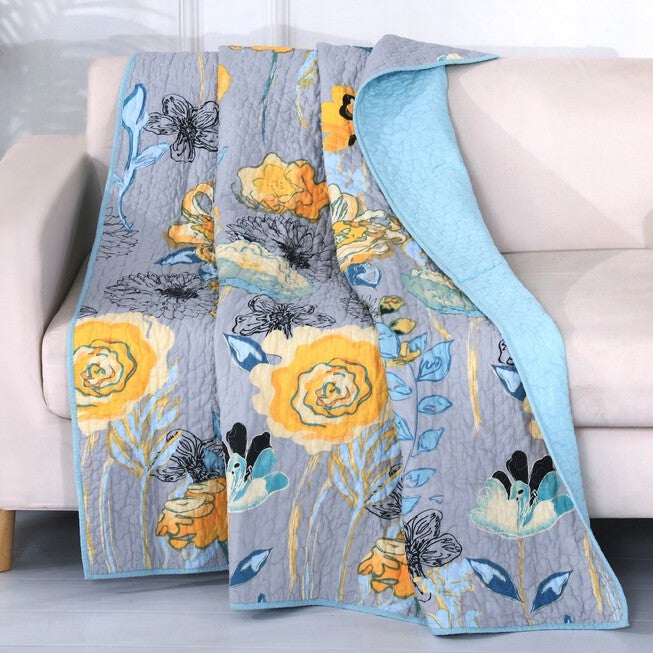 Watercolor Dream Quilted Throw Blanket, GRAY, hi-res image number null