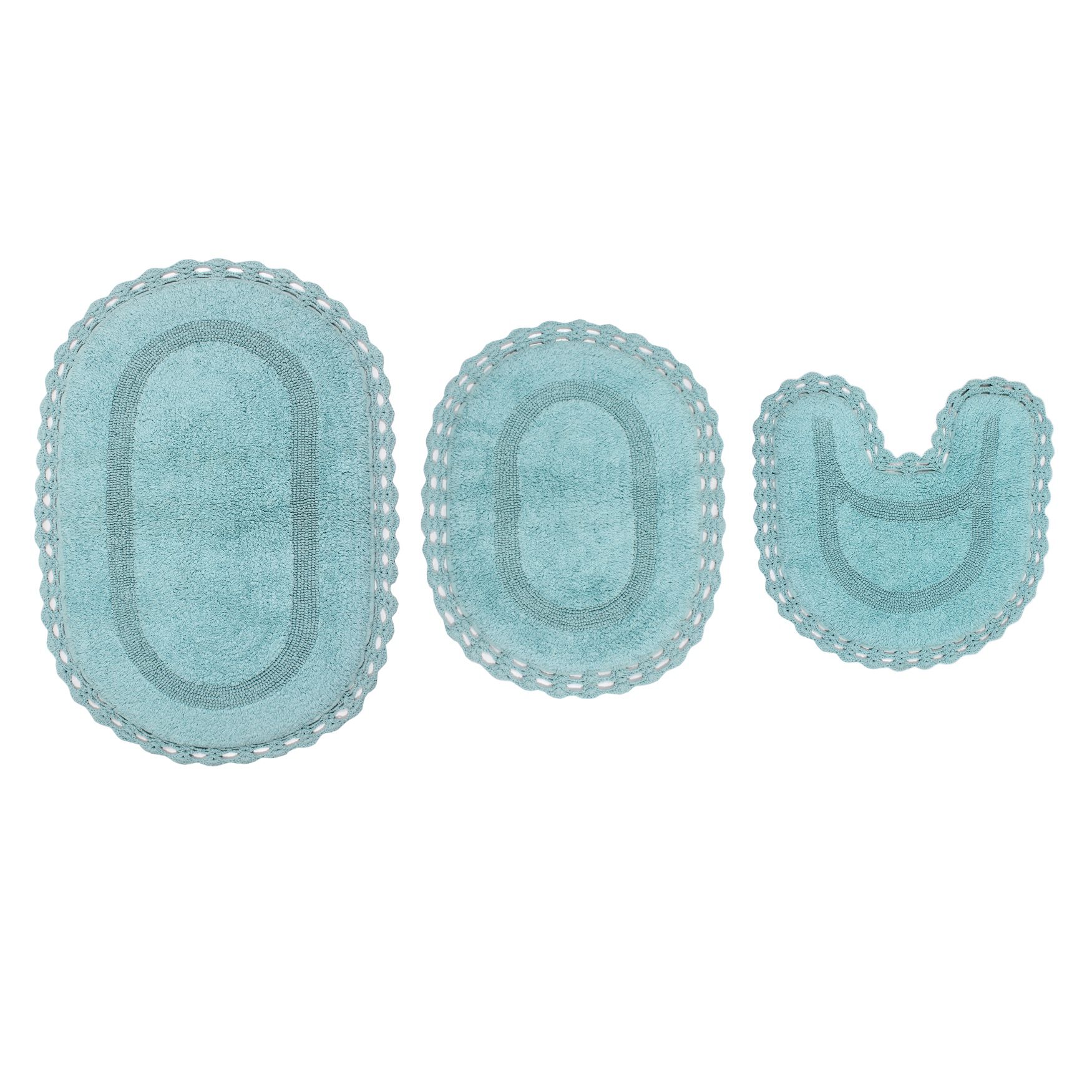 Hampton Crochet 3-Pc. Bath Mat Set, AQUA, hi-res image number 0