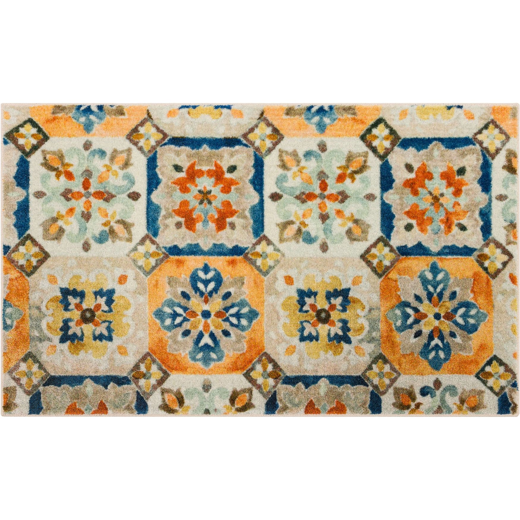 Watercolor Tiles Kitchen Rug, MULTI, hi-res image number 0