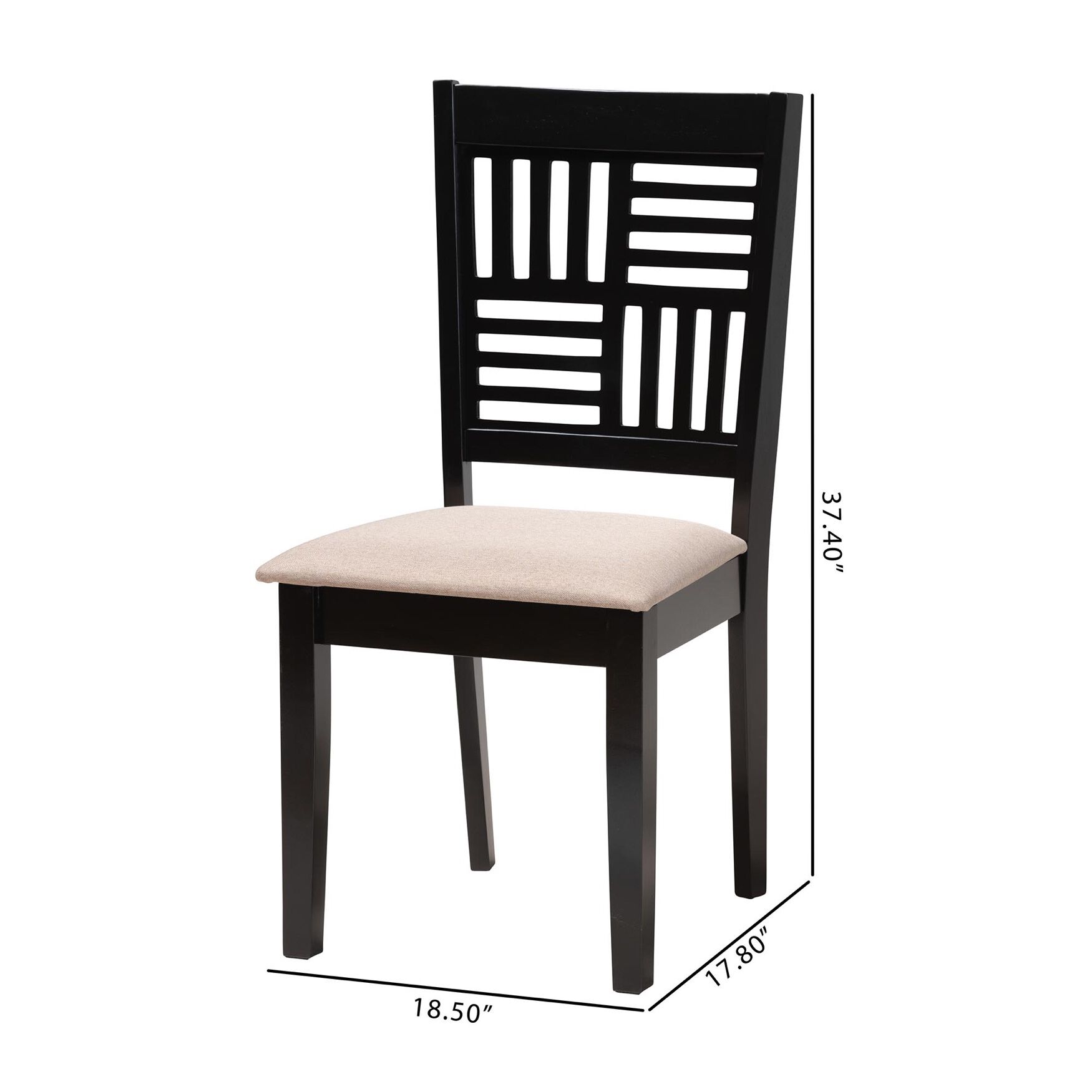 Deanna Modern Beige Fabric And Dark Brown Finished Wood 2-Piece Dining Chair Set, , alternate image number 7