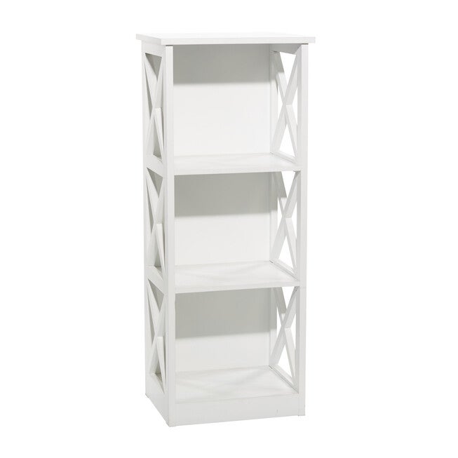 White Wood Traditional Shelving Unit, 40 inches x 16 inches x 12 inches, LIGHT BROWN, hi-res image number 0