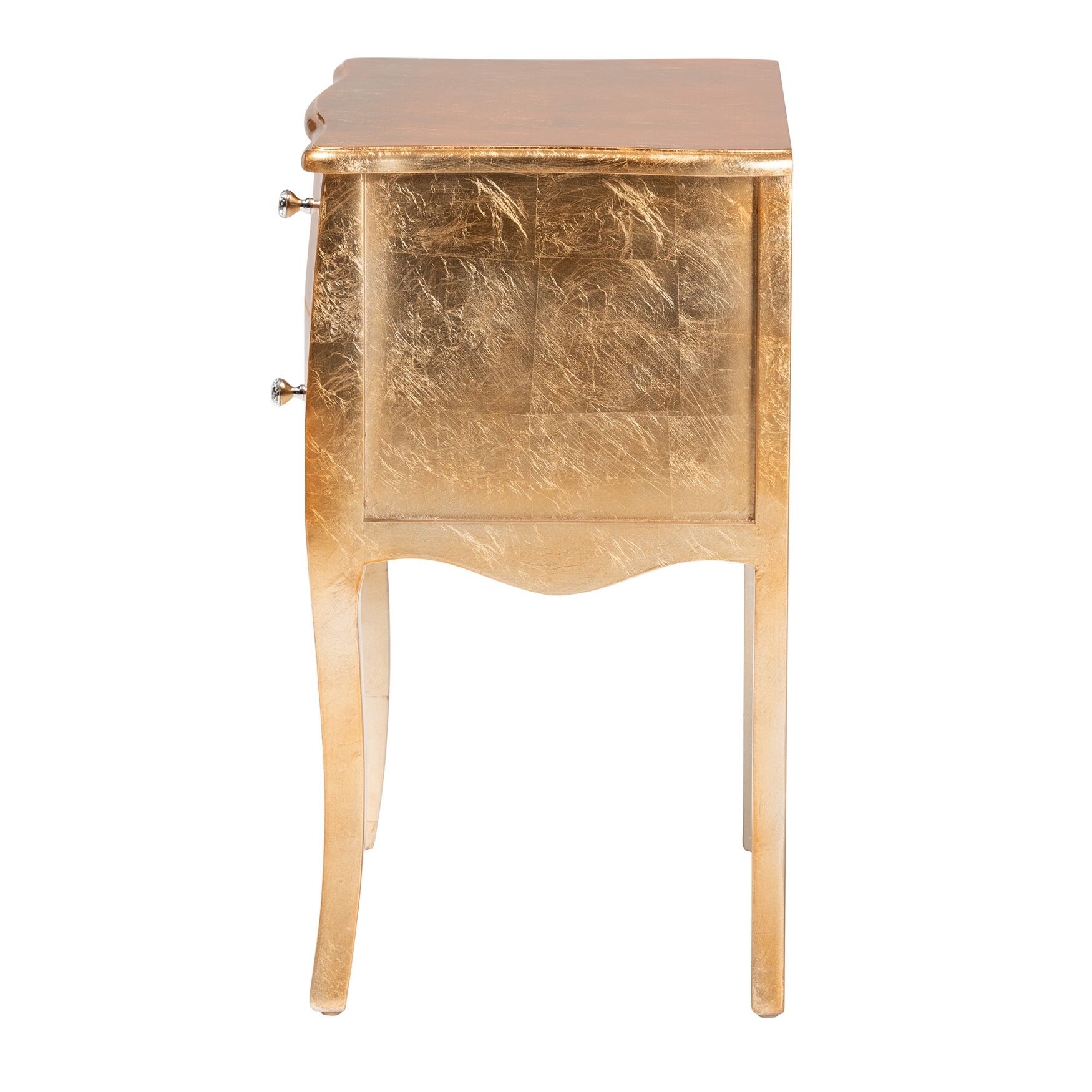 Gold nightstand side/front view