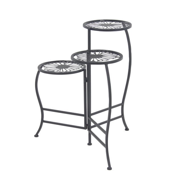 Set Of 3 Black Metal Traditional Plantstand, , on-hover image number 1