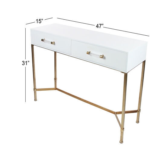 White Glam Metal Console Table, 31 x 47, , alternate image number null